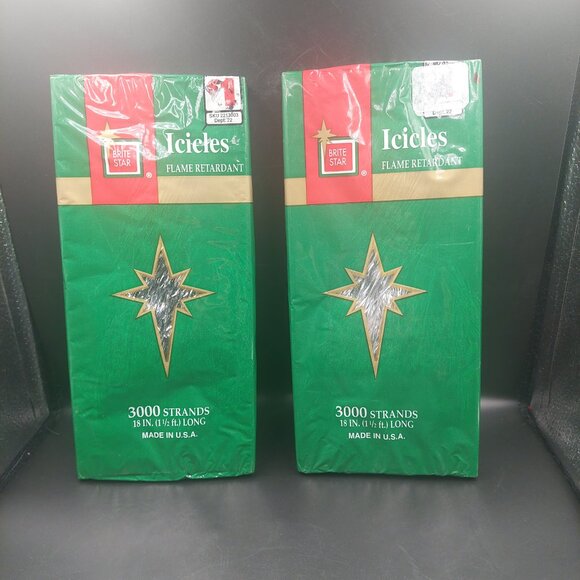 2 NIB Vintage Brite Star Christmas Tree 18" Silver Tinsel Icicles Made in USA - Picture 1 of 4